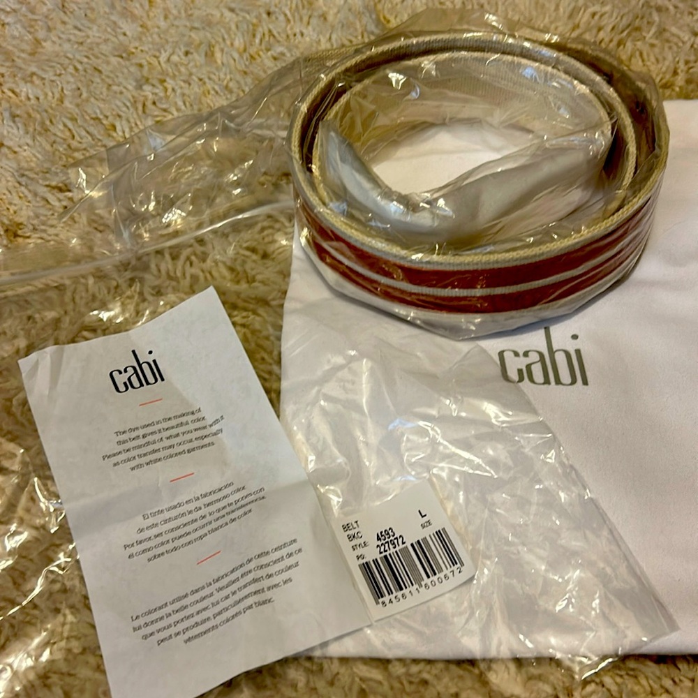NEW Cabi Women's Fabric Leather Double Buckle Medium Belt NWT